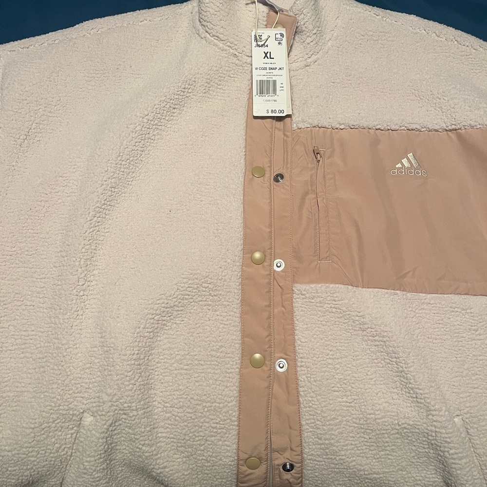 Adidas Beige and Cream Fleece Jacket